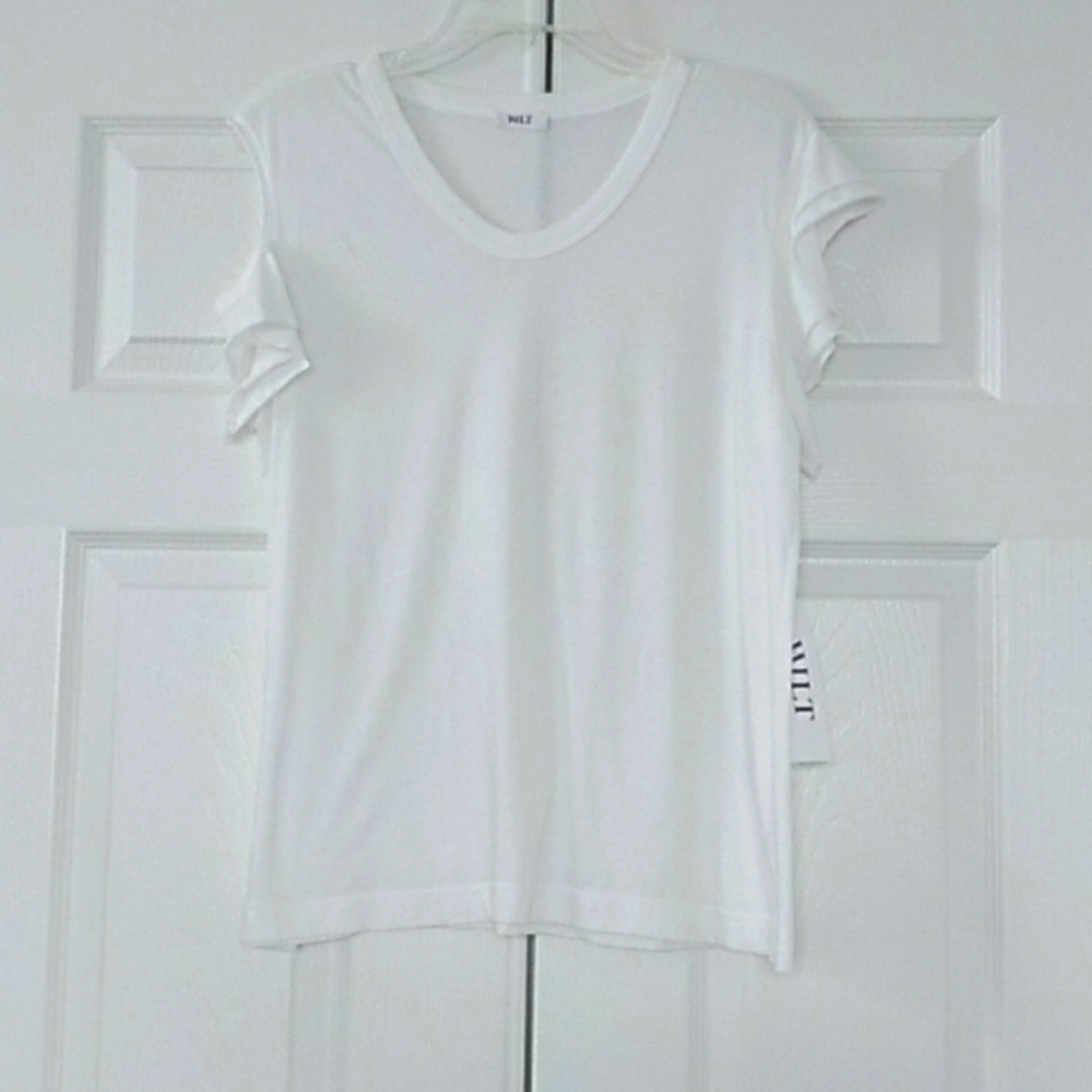 Wilt White Short Sleeve Cold Shoulder Top